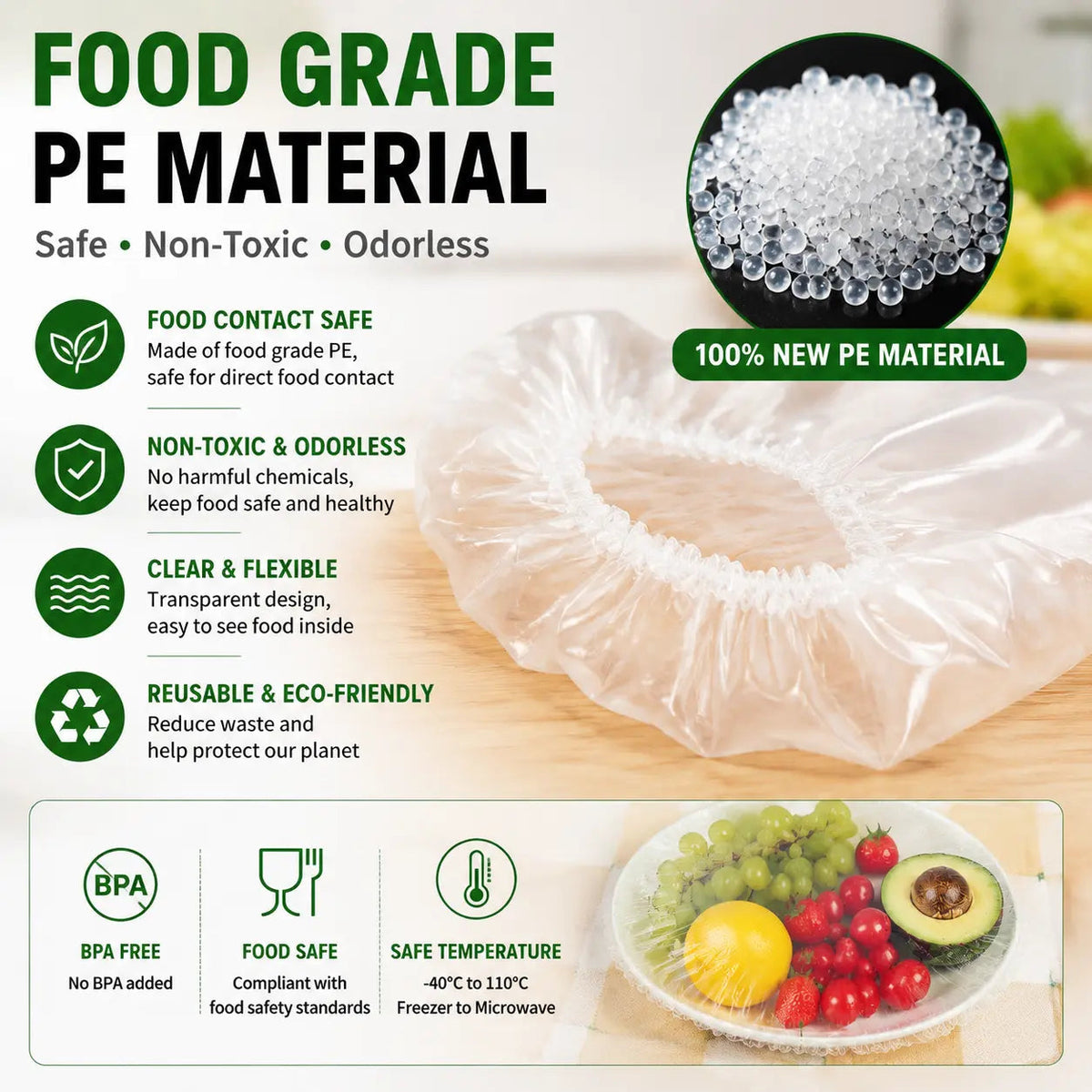Disposable Stretch Food Covers – 100 Count - product image 2