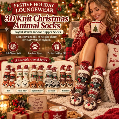 3D Knit Christmas Animal Slipper Socks - product image 4