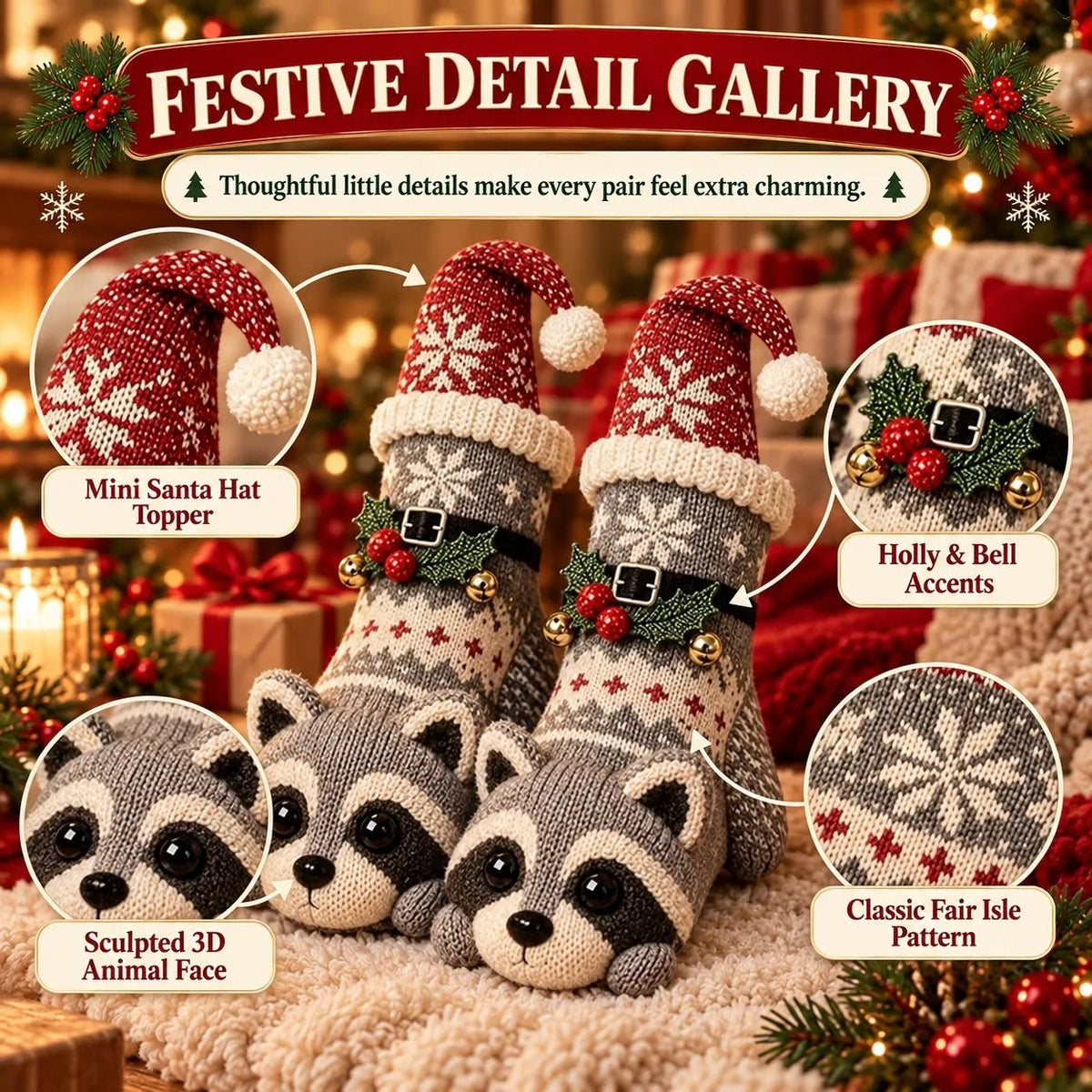 3D Knit Christmas Animal Slipper Socks - product image 6