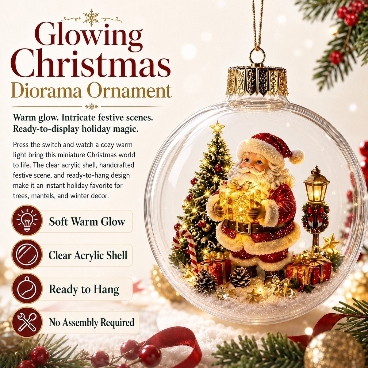 Glowing Christmas Diorama Ornament - product image 1