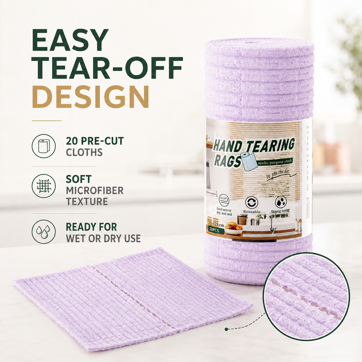 Reusable Tear-Off Cleaning Cloth Roll - product image 7