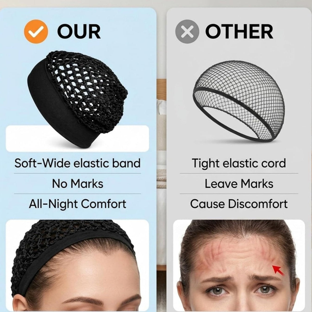 Stretchy Wide-Edge Sleeping Cap Set – 3 Pieces - product image 5