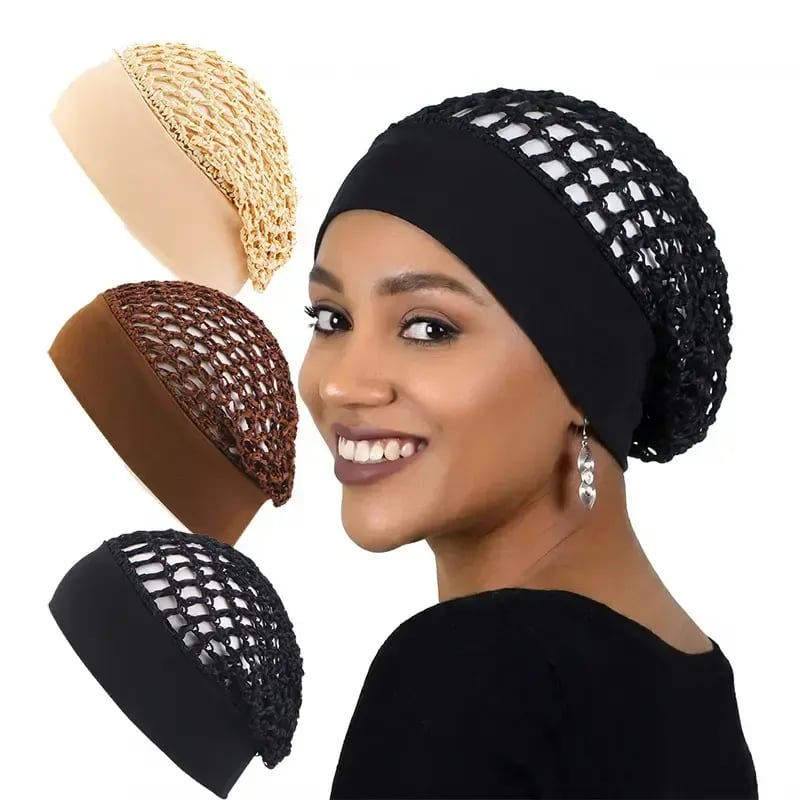 Stretchy Wide-Edge Sleeping Cap Set – 3 Pieces - product image 1
