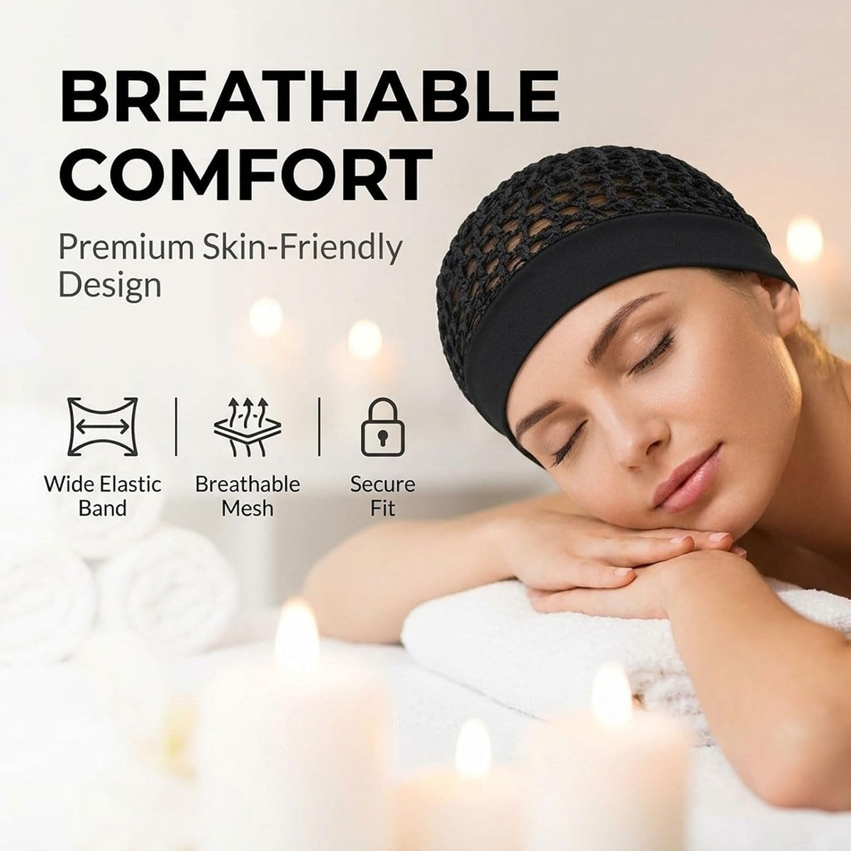 Stretchy Wide-Edge Sleeping Cap Set – 3 Pieces - product image 6